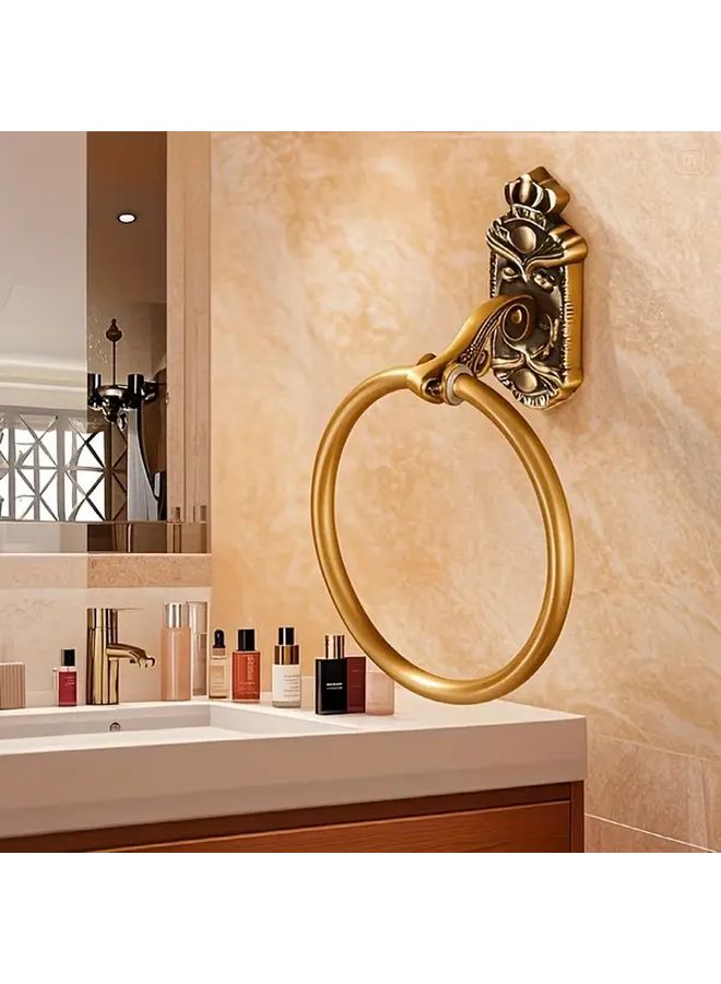 Black Golden Ancient Color Wall Mounted Round Bath Towel Rack Heavy Duty Space Saving Shower Shelf - Image 4